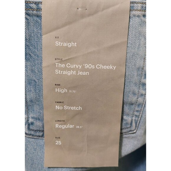 Everlane Women's Curvy '90s Cheeky Straight Jeans High Rise  Sunbleached Sz 25 - Picture 4 of 10